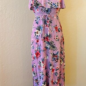 Elegant‎ Floral Print Maxi Dress in Purple